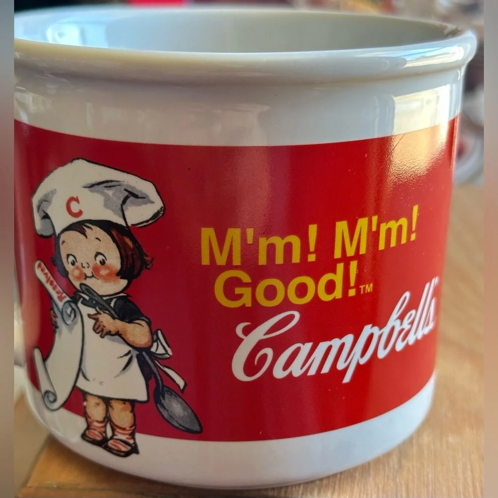 Vintage Campbell’s Soup Terrine w/ 3 Mugs & Ceramic Ladle Set